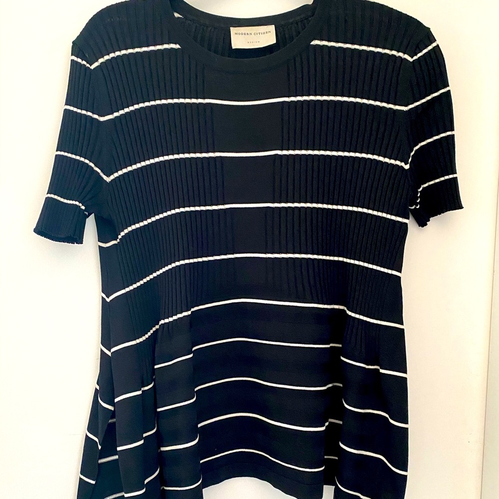 Modern Citizen — Black and White Striped Tee/Blouse